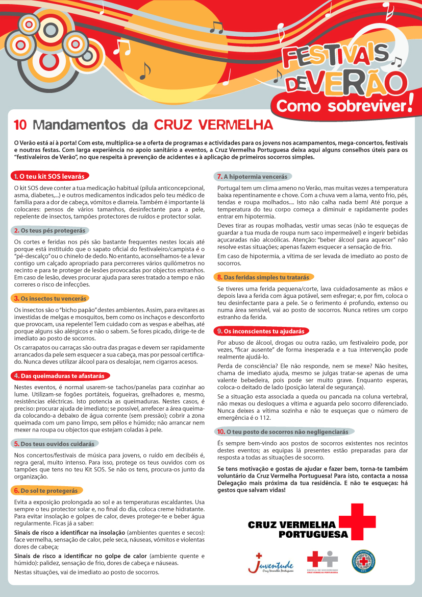 CV 10 mandamentos sobrevivência festivais verão MR e7191