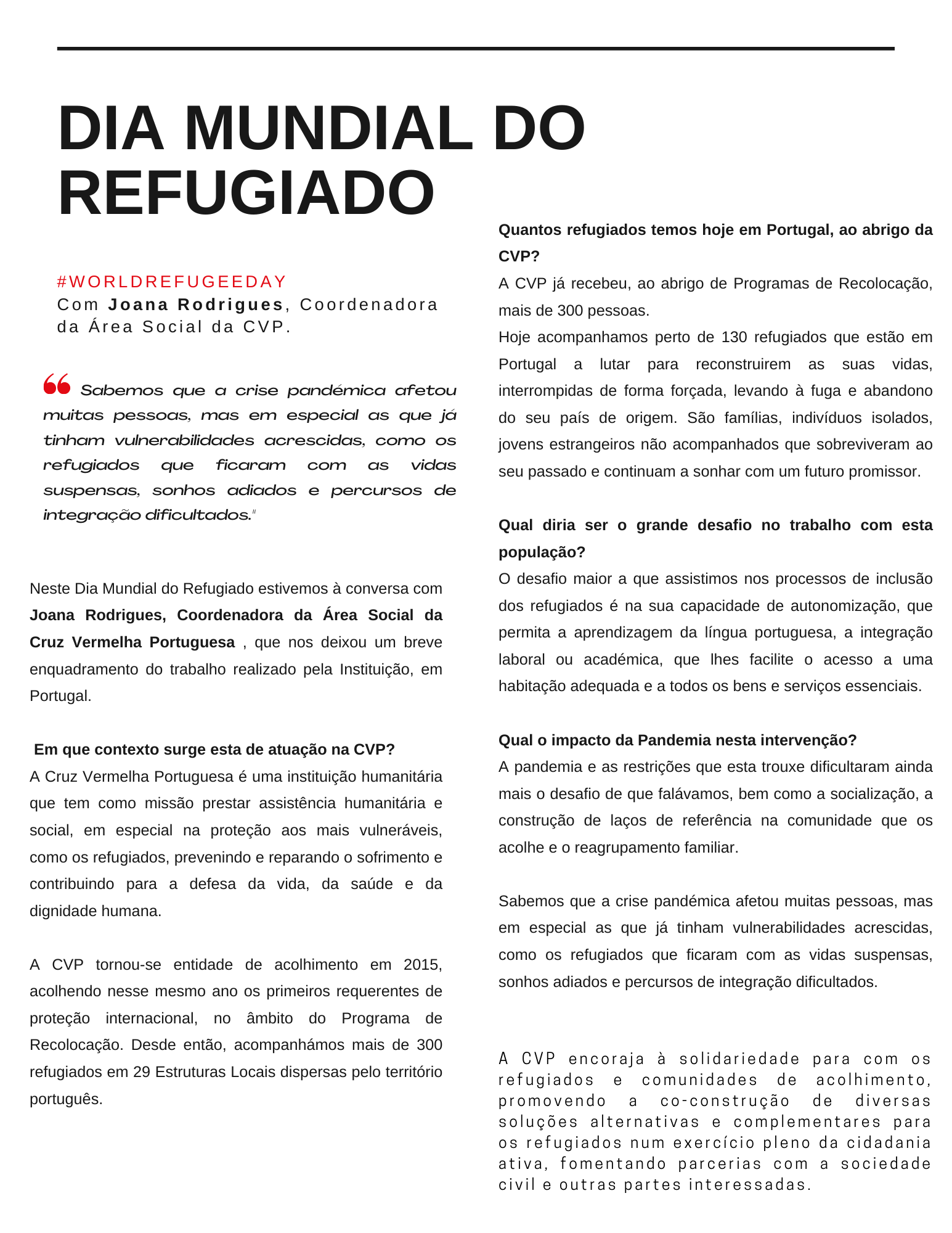 JR Dia Mundial do refugiado