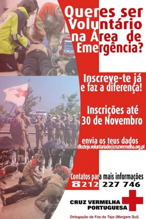 QUERES SER VOLUNTÁRIO DA TUA DELEGAÇÃO DA CRUZ VERMELHA PORTUGUESA NA MARGEM SUL? INSCREVE-TE
